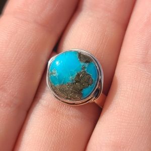 SOLD Kingman Turquoise With Pyrite 925 Ring